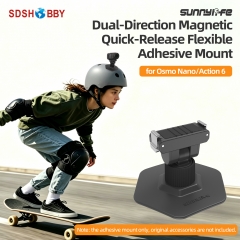 Sunnylife Dual-Direction Magnetic Flexible Adhesive Helmet Mount Base Quick-Release Action Camera Holder for Osmo Nano/Action 6