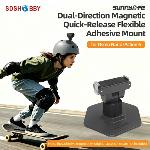 Sunnylife Dual-Direction Magnetic Flexible Adhesive Helmet Mount Base Quick-Release Action Camera Holder for Osmo Nano/Action 6 Sunnylife Dual-Direction Magnetic Flexible Adhesive Helmet Mount Base Quick-Release Action Camera Holder for Osmo Nano/Action 6