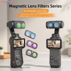 Sunnylife Magnetic Lens Filters Macro Lens Wide-Angle Lens Adjustable VND 1/4 Black MIST&ND16&CPL Filters for Insta360 Luna Ultra