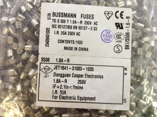 The United States BK1/S506-1.6-R 1.6A250VTDS fuse 506T FUSES 5X20 Bussmann