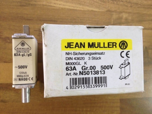German MULLER JEAN gold Miller N5013813 fuse NH00 DIN43620 63A genuine
