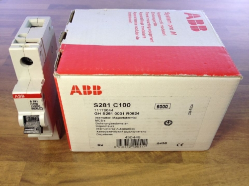 The United States ABB miniature circuit breaker single pole breaker S281-C100 monolithic 1P100A air switch
