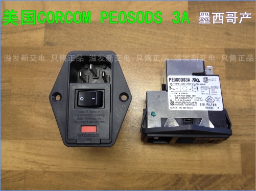 Original United States PEOSODS 3A CORCOM power filter with switch socket