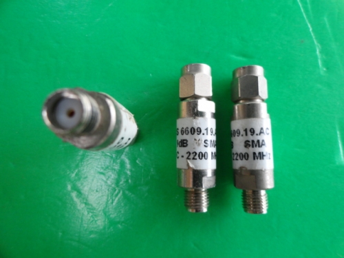 6609.19.AC DC-3GHz 9dB H+S coaxial fixed attenuator SMA 2W
