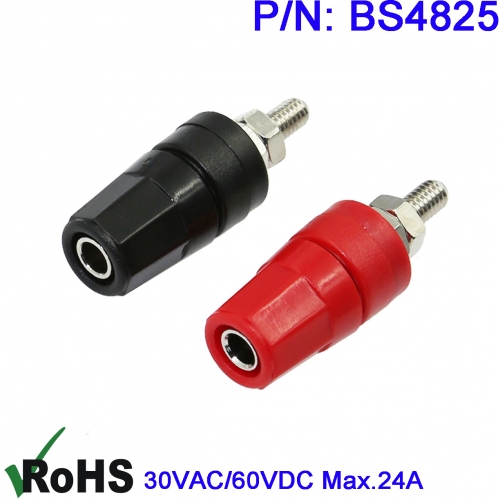 BS4825 copper high current M4 screw 4mm banana panel socket DC power output terminal connected to the column