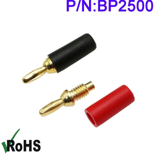 BP2500 gold plated 2.5mm banana plug welding type sensor connector duplicate connection core phase plug