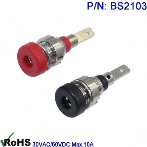 BS2103 copper welding or 2.8 plug connection type terminal 2mm socket Low Profile panel