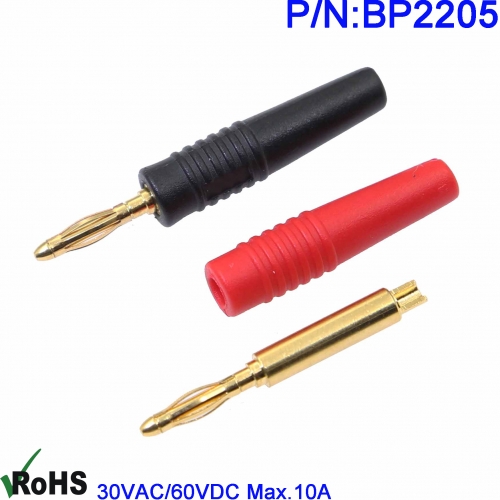 BP2205 2mm copper gold plated welding type Inline Plug Gold Plated banana plug