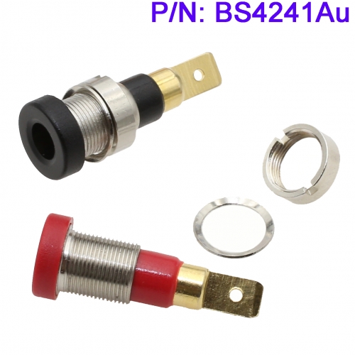 BS4241Au gilt low height 4mm panel mounting banana jack socket high temperature resistant nylon insulation