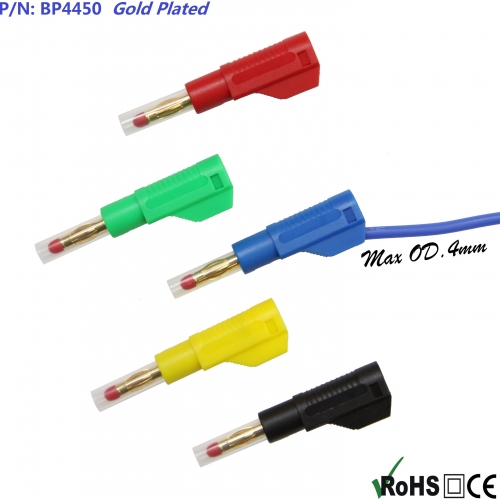 BP4450 high quality pure copper gilt 4mm banana plug can be superimposed inserted retractable sheath connector