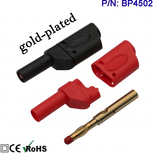 BP4502 high quality copper gilt 4mm stacking continued safety plug sheathed banana plug PL6-PL8