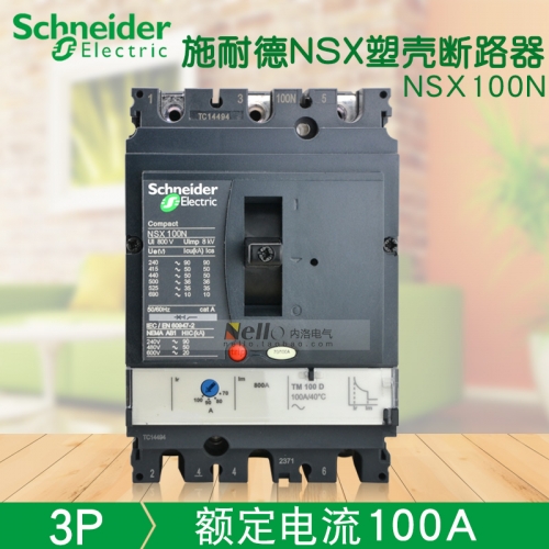 Schneider molded case circuit breaker NSX100N, TM100D, 100A, 3P3D, LV429840