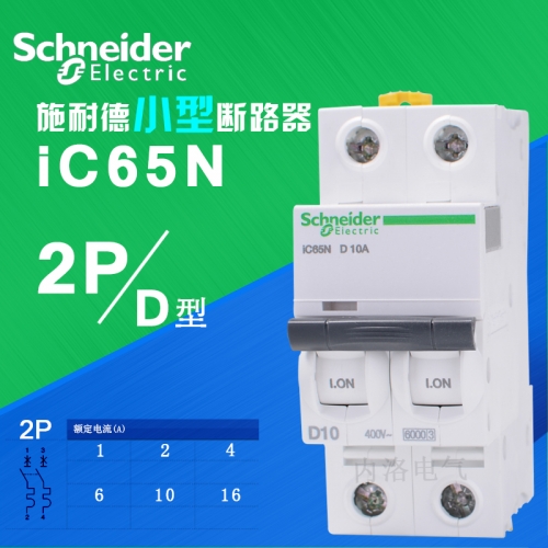 Schneider 2P iC65N type D air circuit breaker 1A 2A 4A 6A 10A 16A