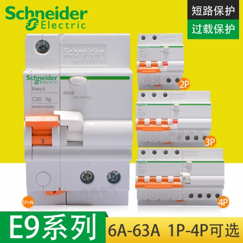 Schneider circuit breaker E9 series EA9RN leakage protection circuit breaker air open 6~63A with leakage protection