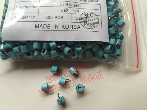 Korean plastic 6MM 5PF direct insertion, 2 pin adjustable capacitor, 5P trimming capacitor, variable capacitance value