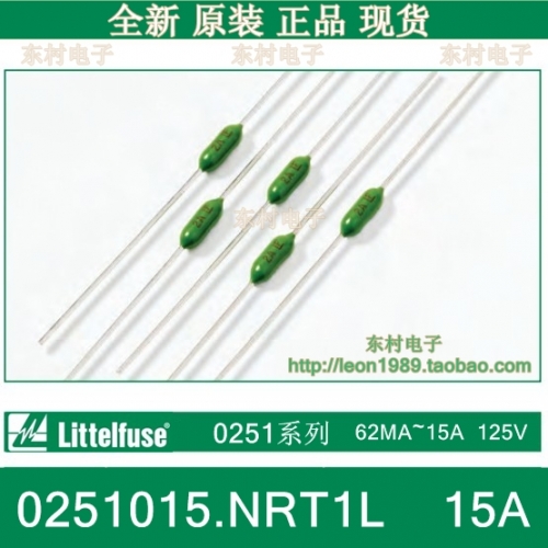 The United States Netlon Littelfuse 0251015.NRT1L 15A LF 125V green fuse resistance
