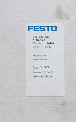 Festo Solenoid Valve Festo 196903 CPE14-M1BH-5/3G-QS-6 Brand New & Original