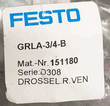 Festo Festo Unidirectional Throttle Valve GRLA-3/4-B 151180 Brand New Genuine Original