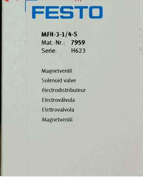 Festo Solenoid Valve MFH-3-1/4-S 7959 Festool Brand New Genuine Original