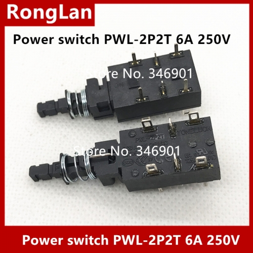 Power switch PWL-2P2T 6A 250V Joint venture Taiwan power switch direct key on button off high current piano key switch