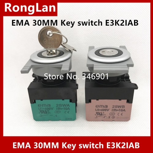 EMA 30mm emergency 30MM Key switch 1NO1NC 1NO 1NC  E3K2I E3K2IAB E3K2IA E3K2IB