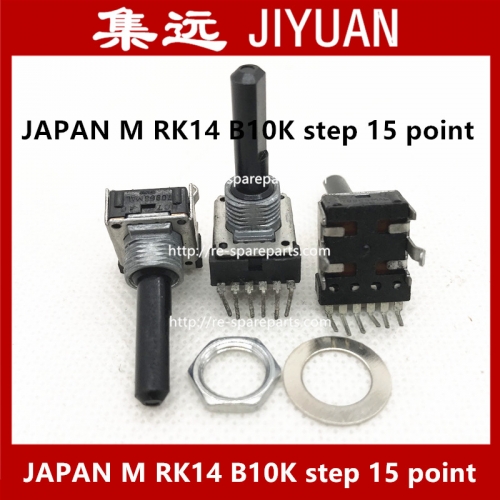 JAPAN M RK14 Vertical type 142 vertical single joint potentiometer B10K 6 feet with step 15 point shaft length 22MMX5MM