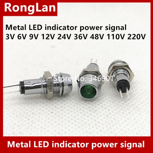 L-602G hole 8MM 6MM 10MM 12MM 14MM Metal LED indicator power signal DC3V/6V DC9V DC12V DC24V DC36V DC48V AC110V/220V RYBGWP