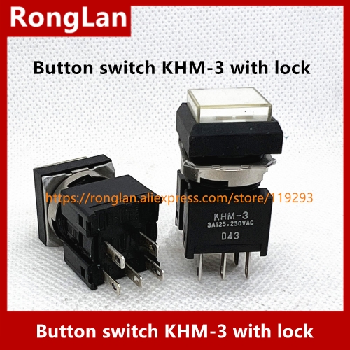 Button switch KHM-3 5feet 125VAC 250VAC/3A with lock / band light hole