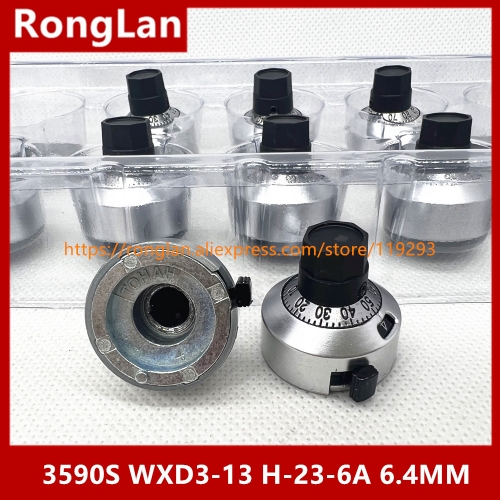 Metal frosted surface Multi-turn knob use for 3590S WXD3-13 H-23-6A potentiometer with switch lock 6.4MM hole