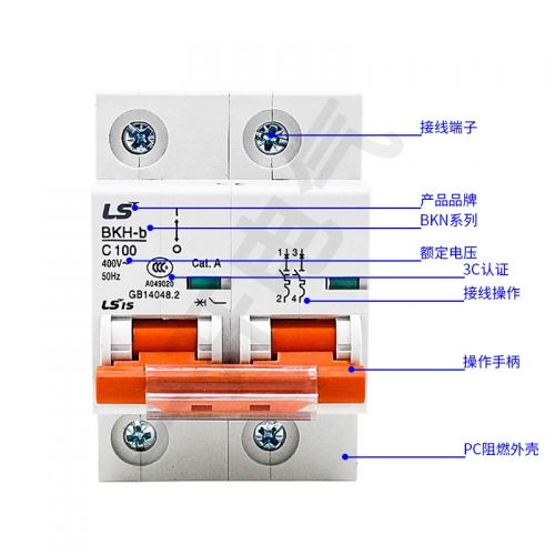 BKH-b 2P Korean - produce low-voltage electrical miniature circuit breakers 63A 80A 100A 125A air switch C Type