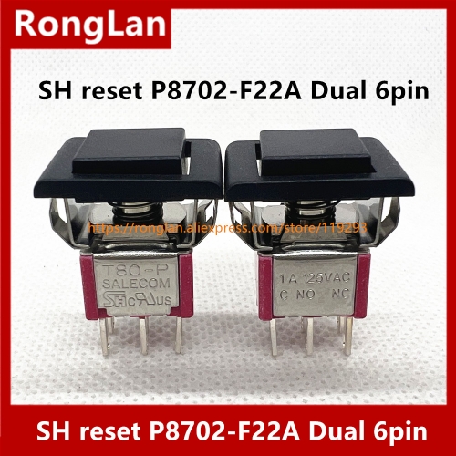 P8702-F22A Dual 6-pin toggle switch Taiwan SH reset button normally open normally closed without lock Q27