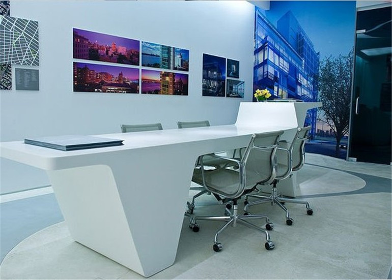 large office desk stone material white color tailored size.jpg