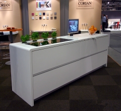 New Design Corian Kitchen Counter White Glossy Surface