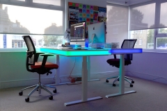 Unique adjustable office desk with LED lights