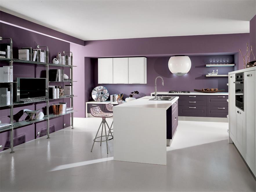 Elegant design light purple kitchen counter with small island new style for sale