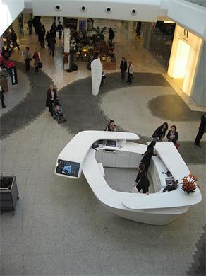 Special curved white reception counter