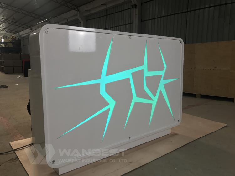 green led lighting reception desk