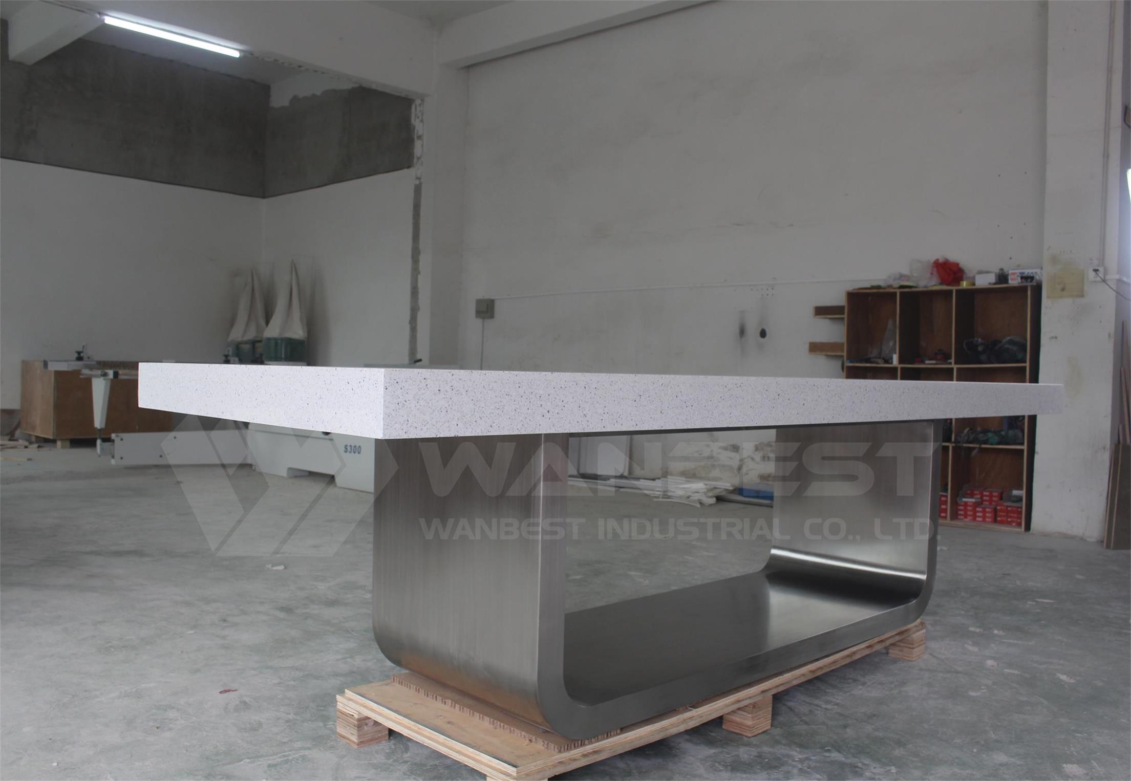 meeting table with stainless steel leg