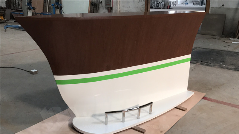 solid wood veneer boat shape bar counter foot rail
