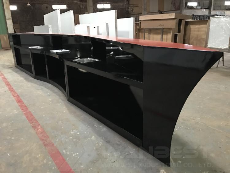 Black Lacquer Wood Boat shape wedding rental movable bar counter (4)
