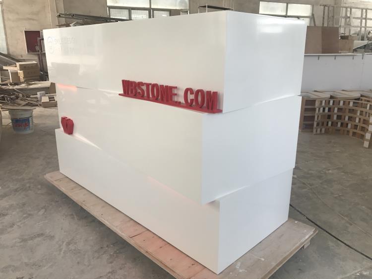 White Corian marble company reception salon cash counter shopping mall kiosk  (5)