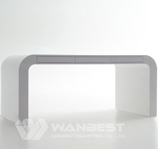 curved acrylic solid surface simple office desk design factory