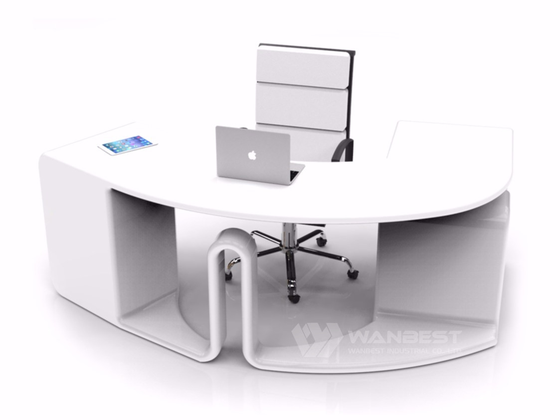 Round Office Desk-white
