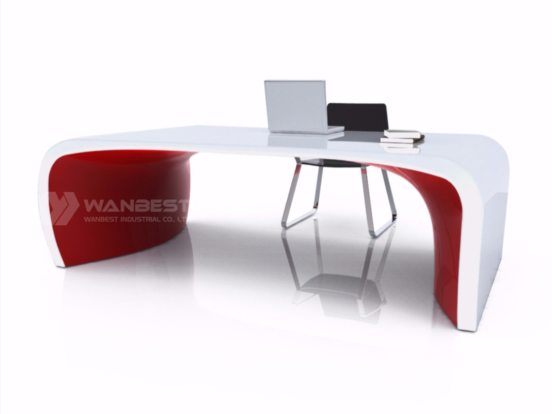  solid surface office executive desk-white