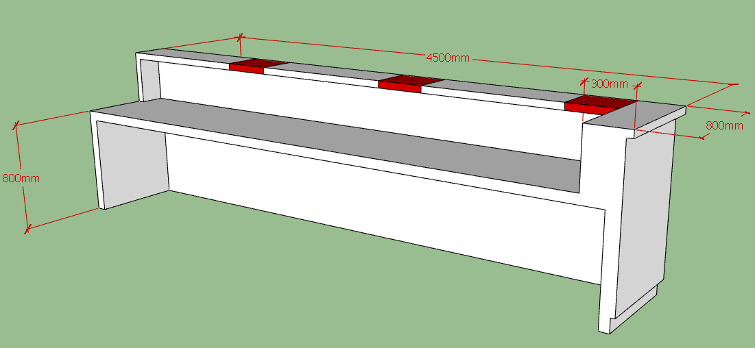 The behind of bar counter 3d Drawing 