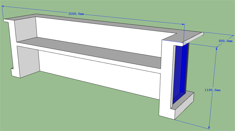 The 3D drawing reception desk behind 