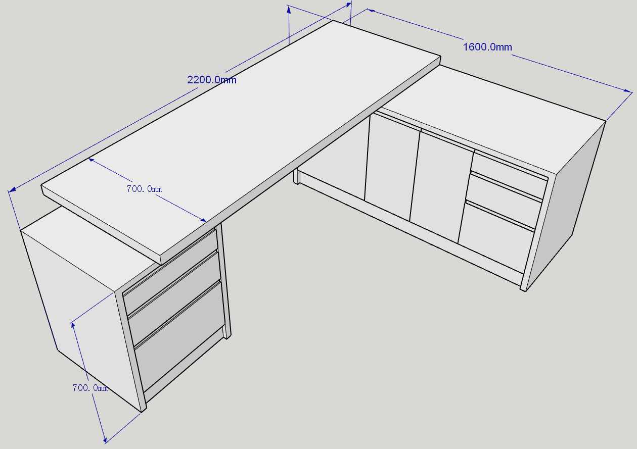 Office desk 3D drawing 