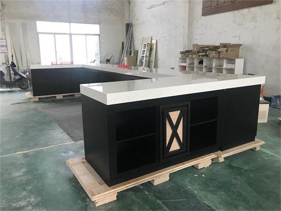 Buffet dinner counter high glossy polished modern design kitchen counter