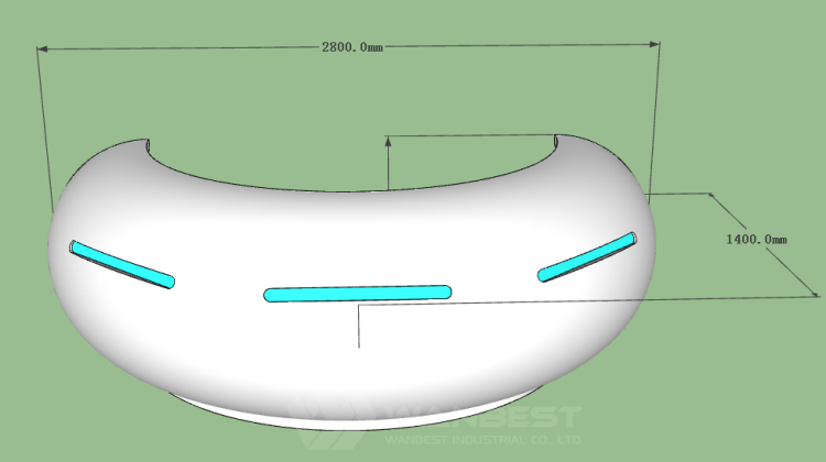 The front white reception desk 3D drawing