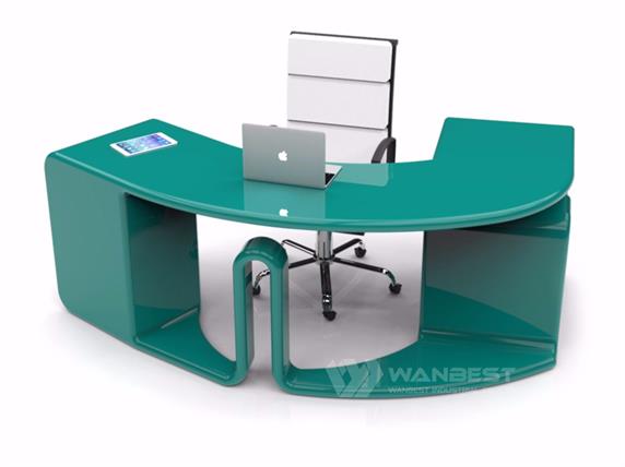round office desk white color simple design